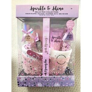 Sparkle & Shine Deluxe Pedi Collection With Slippers Girls Play Bath Gift Set